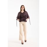 TheyYou Saten Büzgülü Kadın Bluz Bel ve Kol Detaylı - Blouse Elegant Satin Gathered Top