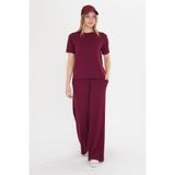 THIFF GYMWEAR Bordo Kadın Modal Kumaş Kısa Kolu Eşofman Takımı Bordo XL