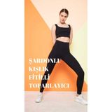 THIFF GYMWEAR Kahverengi Yüksek Bel Fitilli Toparlayıcı İnterlok Örme Şardonlu Spor Kışlık Tayt