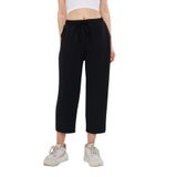 THIFF GYMWEAR Siyah Ultra Yumuşak, Dikiş Detaylı Havuç Kesim Bağcıklı Lastikli Bilek Boy Kadın Modal Pantolon