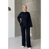 THIFF GYMWEAR Tesettür Önü Bağlamalı Oversize Çimalı Modal Takım