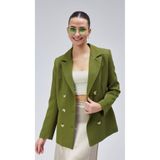 THIFF GYMWEAR Yeşil Oversize Astarlı Kruvaze Blazer Kadın Ceket