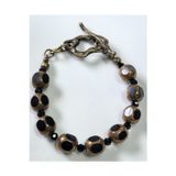Thinblack BİLEKLİK SİYAH GERÇEK KRİSTAL BONCUKLU ANTİK GOLD DÖKÜM BİLEKLİK