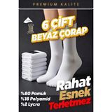 Thinborne 6 Çift Düz Beyaz Tenis Çorap Sporcu Çorabı Uzun Erkek Kadın Spor Çorap Beyaz - 1 Beden - Beyaz - Beyaz