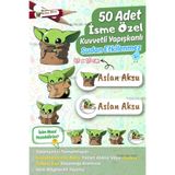 Think And Print 50 Adet Kişiye Özel İsimli Okul Etiketi Suya Dayanıklı Defter Kalem Suluk Etiket Seti Grogu Desenli baby yoda