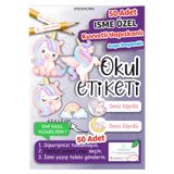 Think And Print Okul Etiketi Kalem Defter isimli Etiket Isim Yazılabilen Sevimli Unicorn - 50 Adet Özel Yeni Tasarı