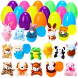 ThinkMax 16 adet Paskalya yumurtası, mini peluş hayvanlarla doldurulmuş oyuncak paskalya sepeti dolguları/dolguları, paskalya yumurtaları avı, paskalya partisi hediyesi