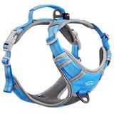ThinkPet Çekme Koşum Takımı Nefes Alabilir Spor Koşum Takımı Kulp-Köpek Koşum Takımları Orta Büyük Köpekler için Yansıtıcı Ayarlanabilir, Kolay Kontrol için Arka/Ön Klips L Gök Mavisi