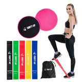 Thirty48 Kayma Diski Core Sliders ve 5 Egzersiz Direnç Bandı | Ev, Spor Salonu, Seyahat için Güç, Stabilite ve Crossfit Eğitimi | Kullanım Kılavuzu ve Taşıma Çantası