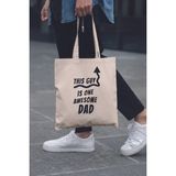 This Guy Is One Awesome Dad Babalar Günü Hediyelik Baskılı %100 Pamuklu Ham Bez Bej Çanta