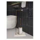 THK STORE Mermer Banyo Seti 2'li,WC Fırçalık,Doğal Taş Mermer WC Kağıtlığı