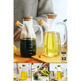 Thn 2 Li Bambu Kapaklı Cam Yağlık Sirkelik 1000 Ml. Cam Sürahi