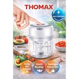 THOMAX Çok Amaçlı Şarjlı Otomatik 3 Bıçaklı Rondo Blender Doğrayıcı Gıda Ve Baharat Öğütücü