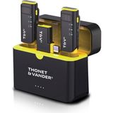 Thonet & Vander VX390 Yayıncı Mikrofon Seti - Yaka Mikrofonu Ortam Gürültü Engelleme 5 Saat Pil Ömrü - Siyah