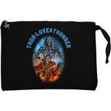Thor-Aşk ve Gök Gürültüsü Siyah Clutch Astarlı Cüzdan / El Çantası - 25x18cm