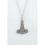 Thor Mjollnir Hammer Gümüş Kaplama Düz Zincir Kolye