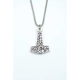 Thor Mjollnir Hammer Gümüş Kaplama Örme Zincir Kolye