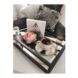 thorqtech Çay Kahve Sunum Tepsisi Dekoratif The Milas Aynalı Metal Tepsi 22cm X 30cm 2 Kişilik