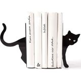 thorqtech Kara Kedi Figürlü Dekoratif Metal Kitap Tutucu Kitap Desteği