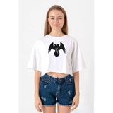Thor's Ravens Huginn and Muninn Beyaz Kadın Crop Tshirt