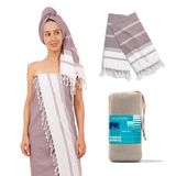 THREAD SPREAD%100 Pamuklu Plaj Havlusu Seti 2-39 "x 71" Büyük Boy Çantalı Ekstra Büyük Havlu - Havuz, Spor Salonu, Yoga için Hızlı Kuruyan ve Yumuşak Dayanıklı - Yetişkinler için Elmas Desenli Banyo