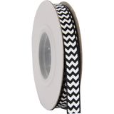 Threadart tarafından Grogren Chevron Çizgili Kurdele 3/8 inç - 10 Metre - Siyah Beyaz - Fiyonk, Hediye Paketleme, Saç Tokası ve Daha Fazlası için