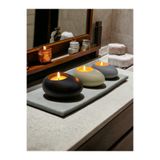 Three Drops Minimal Dekoratif Beton Tealight Mumluk 3'lü Set [ Siyah-Alaçatı-Gri ]