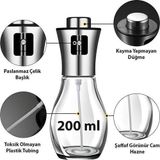 Threestep Paslanmaz Başlıklı Püskürtmeli Cam Sprey Şişesi Yağ Şişesi Sirkelik Zeytinyağı Limon Püskürtücü