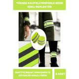 Thriftbuds Yüksek Kaliteli Kumaş Neon Sarı Hafif Çatlamaz 360 Derece Yansıtma Reflektör Bant Kol Ayak Bilekleri