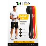 Thundara 3'lü SET 5 + 15 + 25 KG Direnç Bandı Gym Barfiks Lastiği Antrenman Kas Geliştirme Bandı