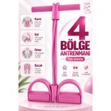 Thundara 4 Lastik Body Trimmer Karın Kol Jimnastik Egzersiz Mekik Çekme Evde Spor Kondisyon Kürek Aleti Pembe