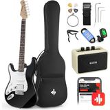 Thunder Solak Elektro Gitar Seti Acemi Tam Boy Siyah 39 Inç Lefty Starter Paketi Tüm Aksesuarları