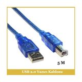 Ti-Mesh Usb 2.0 Gold Açık Mavi Yazıcı Printer Kablosu - 5M