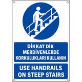 Ti Play Dikkat Dik Merdivenlerde Korkulukları Kullan 21X30CM Pvc Isg Levha - 21 x 30 cm