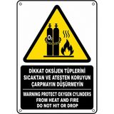 Ti Play Dikkat Oksijen Tüplerini Sıcaktan ve Ateşten Koruyun Çarpmayın Düşürmeyin 50X70CM Pvc Isg Levha - 50 x 70 cm