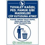 Ti Play Tuvalet Kağıdı Ped Pamuk Gibi Maddeleri Çöp Kutusuna Atınız 50X70CM Pvc Isg Levha - 50 x 70 cm