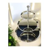 Tiamo Large 3 Katlı Sunum İkram Tabağı Gümüş