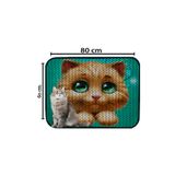 TiaNor Pet Palace Elekli Tuvalet Önü Kedi Kumu Paspası,renkli Desenli, Kum Toplayıcı, Yıkanabilir 60X80cm
