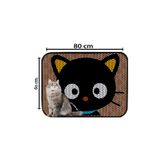 TiaNor Pet Palace Elekli Tuvalet Önü Kedi Kumu Paspası,renkli Desenli,kum Toplayıcı, Yıkanabilir,60x80 Cm