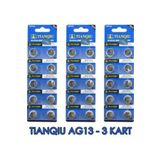 TIANQIU Saat Pili Ag-13 Lr44 A76 Toplam 3 Kart (30adet)