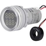 Tianyi Beyaz Voltmetre + Ampermetre 22 mm AC12-500V 0-100A Dijital Ekranlı Ölçüm Aleti