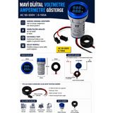 Tianyi Dijital Voltmetre Ampermetre AC50-500V 0-100A -Mavi