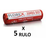 Tıbbi Atık Baskılı Jumbo Boy ( 80x110 cm ) Çöp Poşeti 5 Rulo 10*5=50