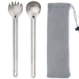 Tibest Titanyum Spork Uzun Saplı, Sırt Çantasıyla Seyahat, Kamp, Yürüyüş, Açık Hava için Ultra Hafif Kamp Gereçleri