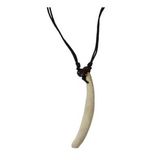 Tibet Tribal Gerçek Diş Kolye 4-5cm Beyaz Renk Boy Ayarlı Kordon