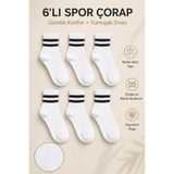tibo 6 Çift Burun Dikişsiz Çemberli Tenis Çocuk Soket Spor Çorap