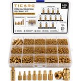 TİCARO 460 Adet Pirinç Insert Somun Seti Isıl Yerleştirme Dişli Insert M2 M2.5 M3 M4 M5 M6 Heat Set Insert 3D Yazıcı Plastik Çakma Somun Gömme Somun