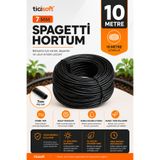 Ticisoft 10 Metre 7 mm Spagetti Hortum Damla Sulama ve Mikro Sulama Sistemleri İçin Esnek Siyah Hortum