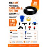 Ticisoft 110 Parça Damlama Sulama Sisleme Seti Bahçe Sera Tarla Hobi Bahçesi Saksı Nemlendirme Misting Buharlama