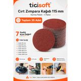Ticisoft 115 mm Cırt Zımpara Kağıdı 35 Parça Karma Paket 40-80-100-120-400-1500-2000 Kum